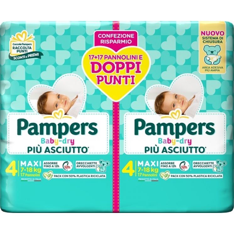 Pampers Baby Dry duo downcount Maxi 34 Pezzi